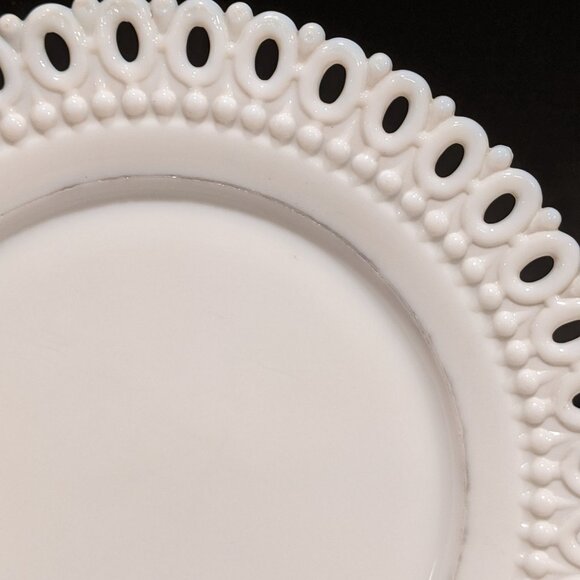 Westmoreland-style Decorative Milk Glass Plate - Eyelet Edge - Set of 2 - Picture 5 of 9